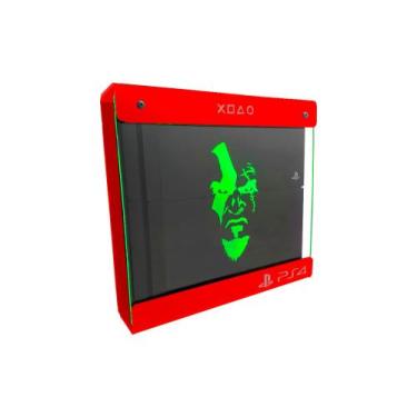Imagem de Suporte Parede Iluminado Shield Ps4 Slim - Vermelho - Verde - God Of W