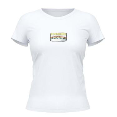 Imagem de Camiseta Cristã Feminina - Jesus Salva  Branca - Penkal Personalizados