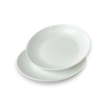 Imagem de 02 Pratos Fundos Branco Sobremesa Vidro Opalino 20cm Full - HAUSKRAFT