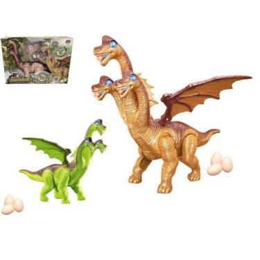 Imagem de Dinossauro com 3 Cabeças e Asas Emite Som e Luz e Bota Ovos - KOPECK