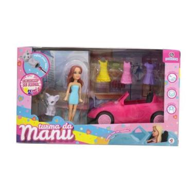 Imagem de Kit Carrinho Passeio Com Boneca e  Acessórios Turma da Manu - Polibrin