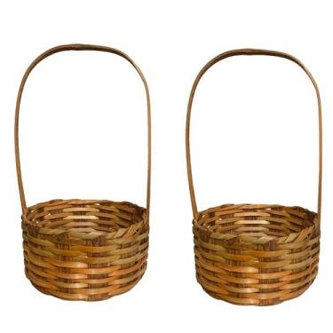 Imagem de Cesta Redonda De Bambu 28 x17cm Decorativo Páscoa festa-2un - Blook