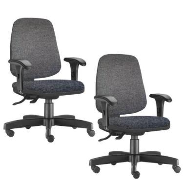 Imagem de Kit 02 Cadeiras Giratórias Job Diretor Executiva Linho Chumbo - Lyam D