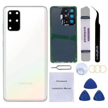 Imagem de Perzework Substituição de vidro traseiro OEM para Samsung Galaxy S20 Plus 6,7 polegadas com kit de ferramentas de reparo e adesivo pré-instalado (branco molde)