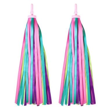 Imagem de NUOBESTY 1 par de serpentinas coloridas para guidão de bicicleta – Fitas de borla de bicicleta infantil para guidão, transportador de bebê e acessórios de bicicleta infantil