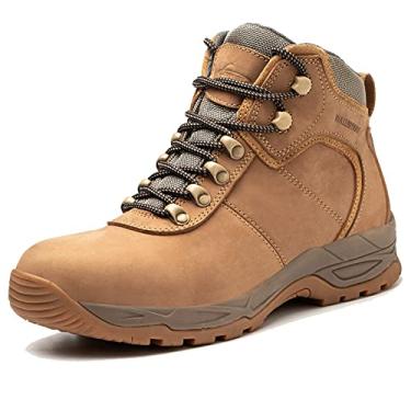 Imagem de AZXPROT Botas de caminhada à prova d'água masculinas de 15,24 cm, confortáveis, com bico macio, antiderrapante, para caminhadas, calçados de viagem ao ar livre, botas de couro para trilhas, Amarelo, 11.5