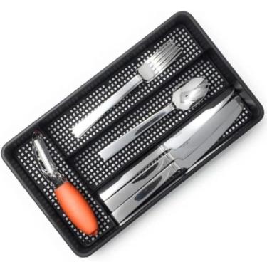 Imagem de Organizador De Talher Para Gaveta Com 4 Divisórias De Plástico Clink (Preto)