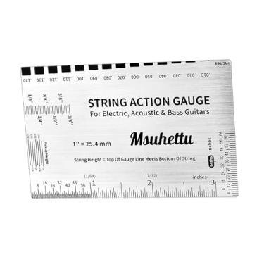 Imagem de Dynwave Régua de medição de ação de cordas, medidor de altura de guitarra para baixos elétricos, Prata