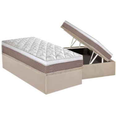 Imagem de Conjunto Box Baú Solteiro: Colchão Molas Herval Ensacadas C1624 + Base
