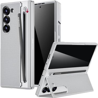 Imagem de Miimall Capa para Galaxy Z Fold 7 com suporte para caneta S [queda de grau militar] [tela de privacidade integrada e suporte] Capa protetora fina fina para Galaxy Z Fold 7 5G capa Stylus prata