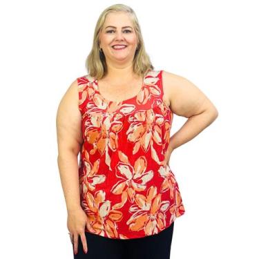 Imagem de Blusa Feminina Plus Size Senhora Bata Regata Estampada - Coalizão Fash
