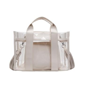 Imagem de Bolsas femininas transparentes, bolsa transversal com alças ajustáveis, bolsa pequena para viagem, trabalho, esporte, Branco, Mini