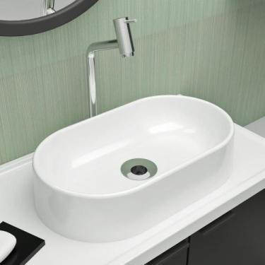 Imagem de KIT Cuba Pia De Apoio Oval Nimbus 44x25cm Com Válvula Inox Para Banhei