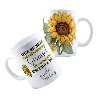 Imagem de Xícara Caneca Personalizada  Porcelana Gospel Religiosa Girassol Fé De