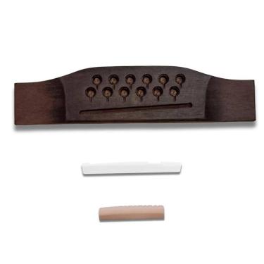 Imagem de Kit Folk Cavalete 12 Cordas Aço + Rastilho + Nut White