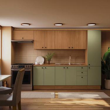 Imagem de Cozinha Modulada Pixel Kappesberg 100% Mdp Canela-verde Frevo-canela 330cm