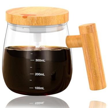 Imagem de HSHGZSR Caneca de 400 ml com agitação automática de vidro de alta velocidade, caneca de vidro de mistura automática, alimentada por bateria, caneca de café com alça transparente, copo de mistura
