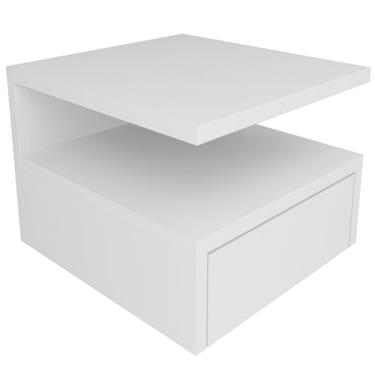 Imagem de Mesa De Cabeceira Suspensa com Gaveta Nicho em Mdf Reforçado 15mm Branco