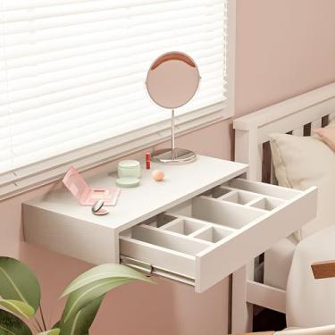 Imagem de Mesa Suspensa com Gaveta Penteadeira Com Divisórias em Mdf Reforçado 15mm Branco