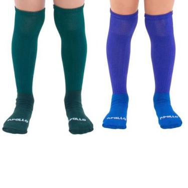 Imagem de Kit 2 Pares Meião Futebol Infantil e Juvenil Cores Sortidas - Apollo, 