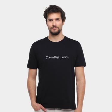 Imagem de Camiseta Calvin Klein Embossed Masculina, Preto, P