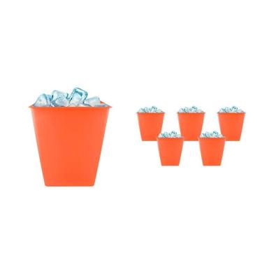 Imagem de Kit 6 Balde Gelo Laranja Neon 2,6L Plástico Premium