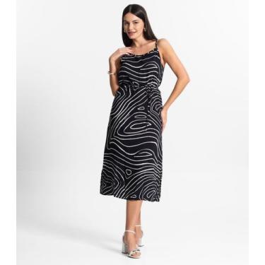 Imagem de Vestido Midi Feminino Estampado Select Preto, P, Preto