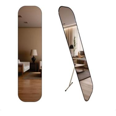 Imagem de Espelho Retangular de Chão 115x36cm Moldura Preta Branca Dourada Cobre