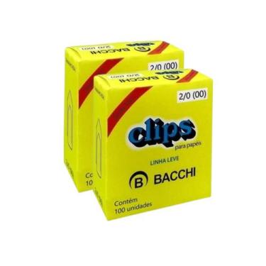 Imagem de Kit 2 Caixa c/100 clips galvanizados 2/0 (00) clipes bacchi