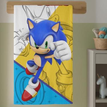 Imagem de Toalha de Banho Estampada Azul Game Corrida Soni Tema Animado Confortá