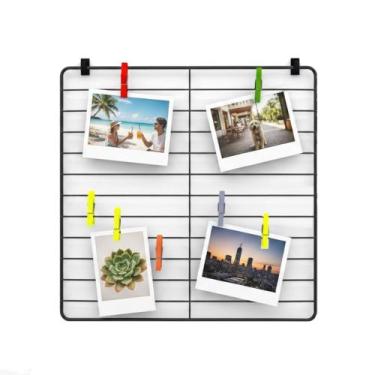 Imagem de Memory Board Painel de Fotos de Tela Aramada 30x30cm Preto Ideal para 