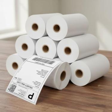 Imagem de 10 Rolos de Etiqueta Térmica 10x15 100x150 Sem Ribbon Serrilada Elgin Zebra