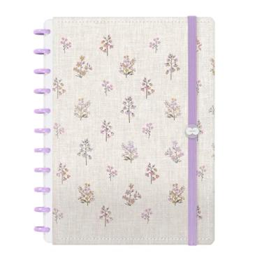 Imagem de Caderno Iscool Disc Inteligente 80 Folhas Entrepontos Floral Lilás e Rosa Grande G