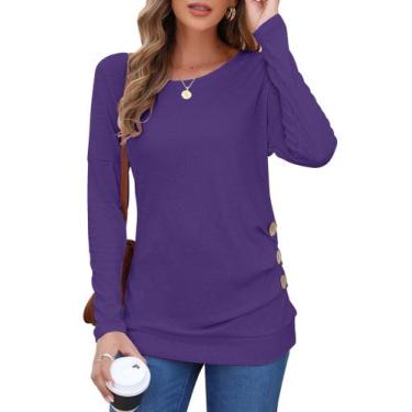 Imagem de Blusa túnica MOLERANI feminina casual de manga comprida roxa