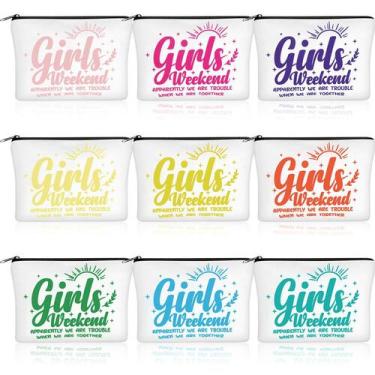 Imagem de Bolsa de maquiagem Reginary Girls Weekend Gifts Favors, conjunto de 9