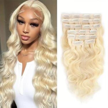 Imagem de Extensões de cabelo Clip-in CALNESHIA Real Human Hair 45cm