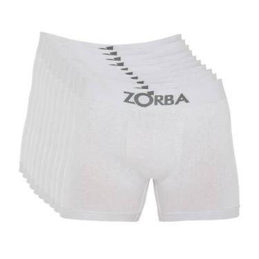 Imagem de Kit 10 Cuecas Zorba Boxer sem Costura Algodão 781 Branco - GG, Branco,