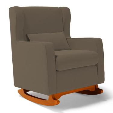 Imagem de Poltrona de Amamentação e Descanso Zoe com Base Balanço Suede Capuccino - Desk Design