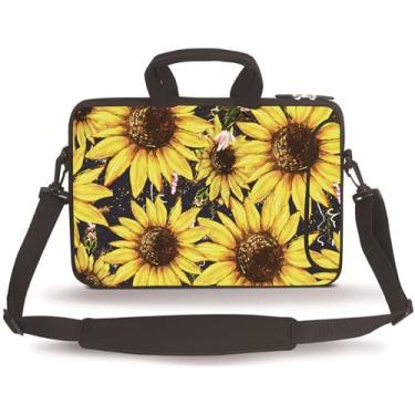 Imagem de HYUTOTA 14 15 15,4 15,4 15,6 polegadas bolsa carteiro bolsa de transporte com alça bolso acessório serve para notebooks/notebooks/tablet/pad de 14 a 15 polegadas (girassol)