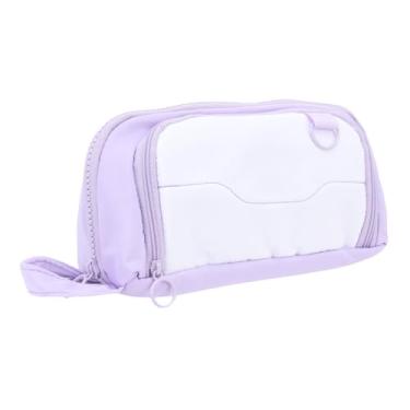 Imagem de Fafeicy Bolsa para Canetas de Grande Capacidade, 3 Compartimentos, Portátil, Estudantes, Organizador de Papelaria, Tecido Roxo de PVC, Estojo Portátil, para Escola, Faculdade, Viagens,
