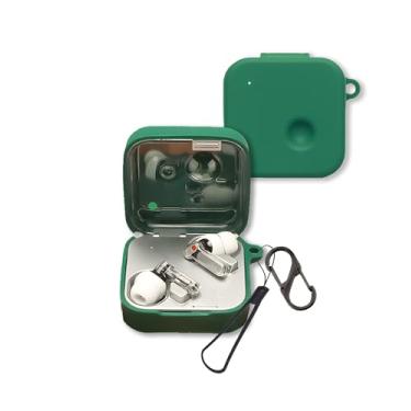 Imagem de Capa para Nothing Ear (3) fones de ouvido 2025, capa FJIASTB de silicone macio à prova de choque com mosquetão e cordão (verde escuro)