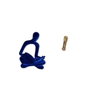 Imagem de Fenteer Escultura de Estatueta de Pensador Abstrato, Coleção de Arte Versátil para Escritório, Bar, Casamento, com Modelo de Relógio de Pêndulo em Miniatura,