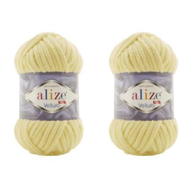 Imagem de Cobertor de bebê Alize Velluto 100% micropoliéster fio de veludo lote de 2 skn 150 jardas 2 x 100 gramas, peso do fio: super volumoso (13 - amarelo)