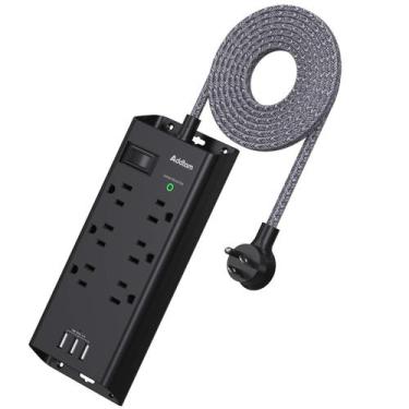 Imagem de Protetor de sobretensão Power Strip Addtam 6 tomadas 3 portas USB