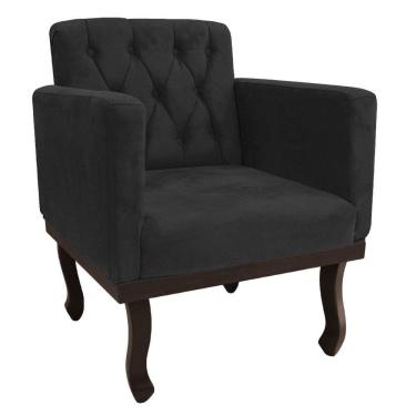 Imagem de Poltrona Decorativa Classic Pés Luiz Xv Linho Adj Decor Cinza Escuro