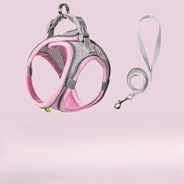 Imagem de COLEIRA PEITORAL EM X PARA CÃES E GATOS - Design Anatômico com Guia 1,5m | Conforto e Segurança(Rosa,M 6-10kg)