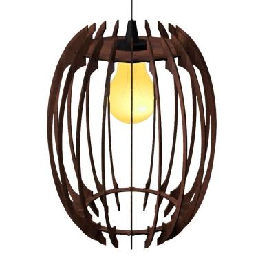 Imagem de Luminária Teto Tipo Pendente Grega Mdf - Completa Cor: Marrom