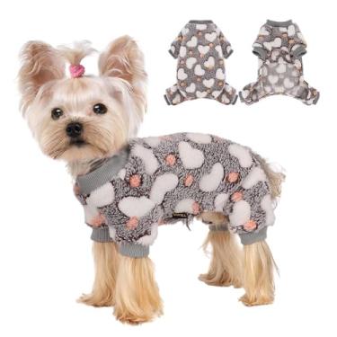 Imagem de Pijama para cães de tamanho pequeno, algodão elástico para cães de estimação pijamas pijamas para cães PP fêmeas machos, pijamas de inverno para cães PP e meninas (cinza, PP