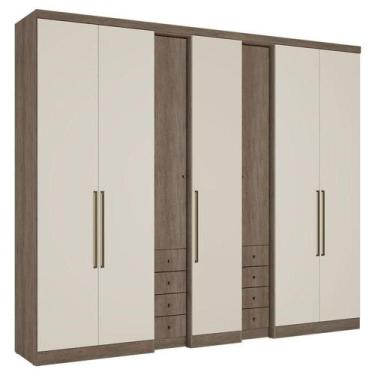 Imagem de Guarda Roupa Casal Absolut Clear 7 Portas Rustic Off White Acetinado -