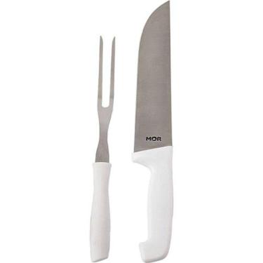 Imagem de Mor Assador Kit Faca E Chaira Inox Cor Branco